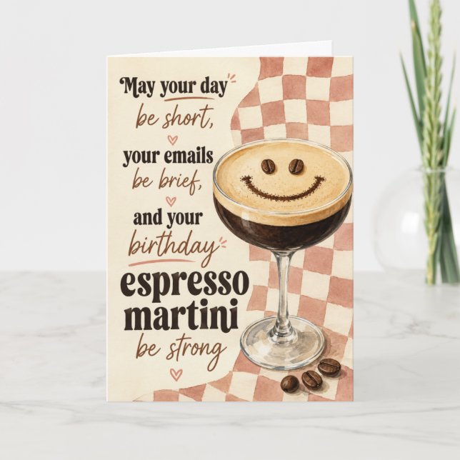 Rolig födelsedagskort med Espresso Martini Kort (Framsida)