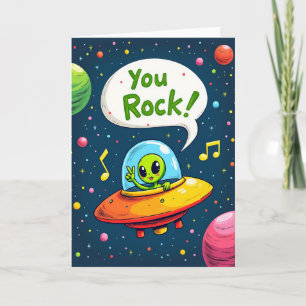 Rolig födelsedagskort med kosmisk utomjording kort