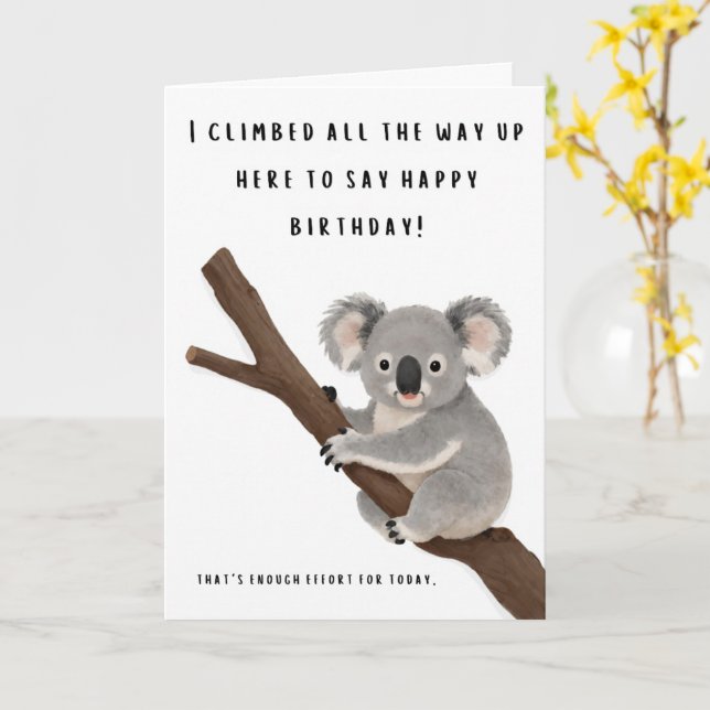 Rolig Födelsedagskort med Lättjefull Koala Kort (Gul blomma)
