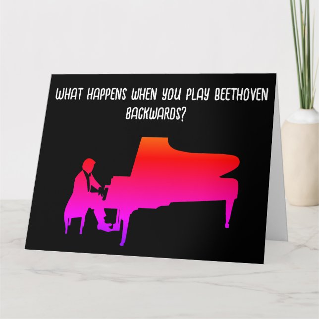 Rolig födelsedagskort med pianoskämt kort (Framsida)