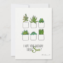 Rolig födelsedagskort med suckulent, växtpunskort tack kort