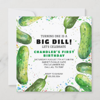Rolig födelsedagspresent med pun om dillpickle inbjudningar