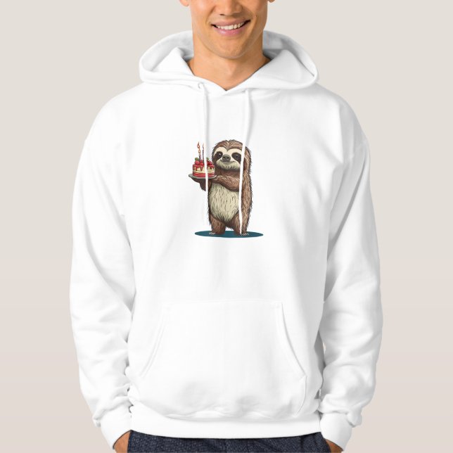 Rolig födelsedagstårta med sengångare kostym för p hoodie (Framsida)