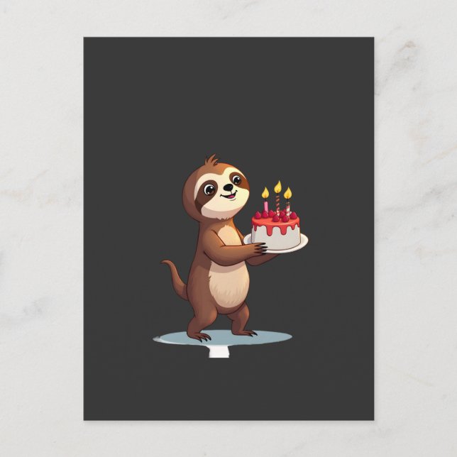 Rolig födelsedagstårta med sengångare kostym för p vykort (Framsida)