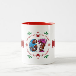 Rolig Football 67 Drip Art Jul Holiday Meme Två-Tonad Mugg
