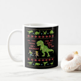 Rolig för Dinosaurvits för jul T Rex sticka för Kaffemugg