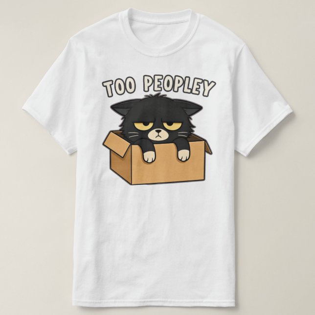 Rolig För Folkig Box Katt Illustration T Shirt (Design framsida)