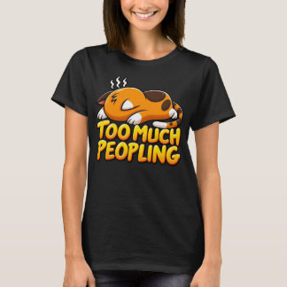 Rolig "För Mycket Människor" Uttömd Katt Introvert T Shirt