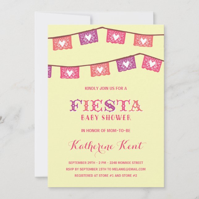 Rolig för rosaflickor för Fiesta | baby shower Inbjudningar (Framsida)