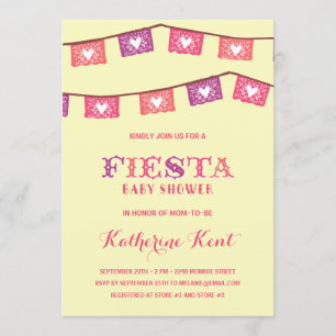 Rolig för rosaflickor för Fiesta baby shower Inbjudningar