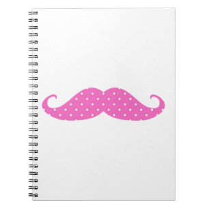 Rolig för shock rosa polka dotsmustasch anteckningsbok med spiral