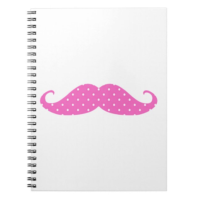 Rolig för shock rosa polka dotsmustasch anteckningsbok med spiral (Framsidan)