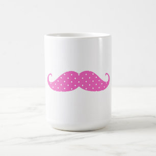 Rolig för shock rosa polka dotsmustasch kaffemugg