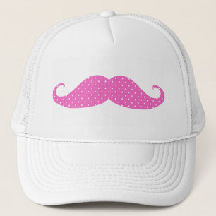 Rolig för shock rosa polka dotsmustasch keps