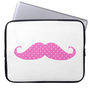 Rolig för shock rosa polka dotsmustasch laptop sleeve