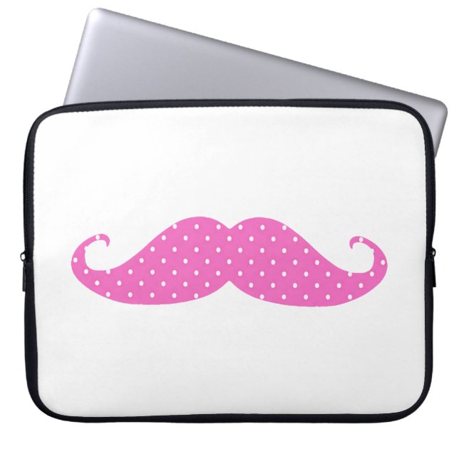 Rolig för shock rosa polka dotsmustasch laptop sleeve (Framsidan)