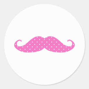 Rolig för shock rosa polka dotsmustasch runt klistermärke
