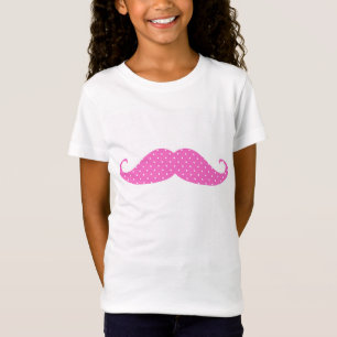 Rolig för shock rosa polka dotsmustasch t-shirt