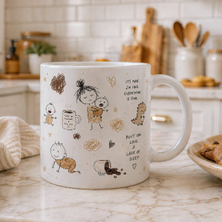 Rolig Förälders Doodle Konst Neutral Familjedesign Kaffemugg