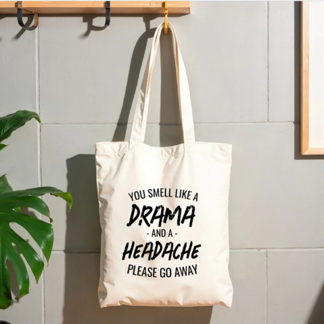 Rolig Förnedrande Typografi Drama Och Huvudvärk Tygkasse (Modern funny slogan tote bag)
