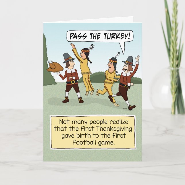 Rolig Första Thanksgiving-fotbollsmatchen Helgkort (Framsida)