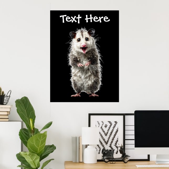 Rolig Förvånad Chockad Opossum Poster (Hemmakontoret)