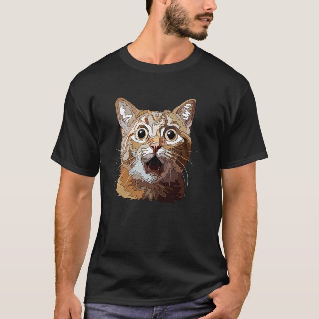 Rolig Förvånad Katt T Shirt (Framsida)