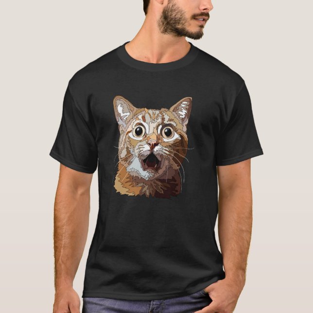 Rolig Förvånad Katt T Shirt (Framsida)
