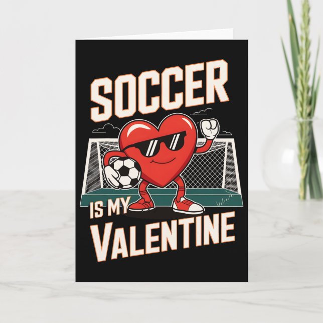 Rolig Fotboll Är Min Valentins Hjärtpose  Kort (Framsida)
