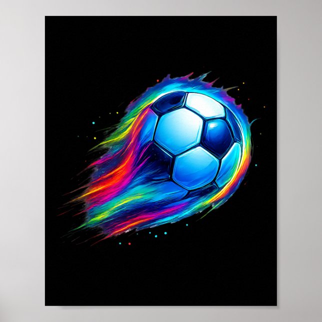 Rolig fotboll Färgrik effekt Tie Dye Känn droppen  Poster (Framsidan)