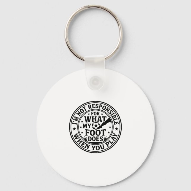 Rolig fotboll fotvarning vintage tröja design_1 nyckelring (Framsida)