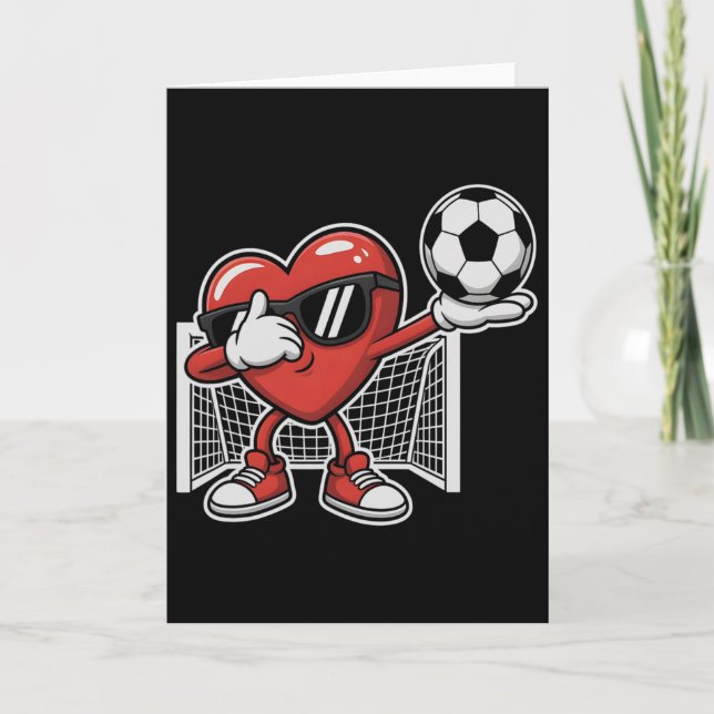Rolig fotboll hjärta kärlek Dabbing Alla hjärtans  Kort (Framsida)