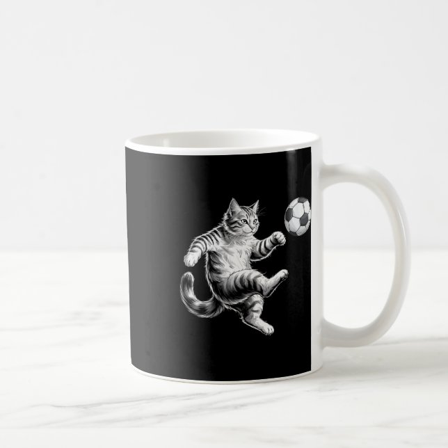 Rolig Fotboll Katt Män Kvinnor Barn  Kaffemugg (Höger)
