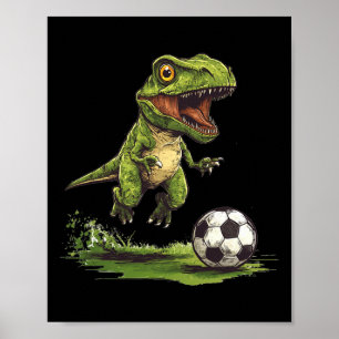 Rolig Fotboll Med Juric Dinosaurie Dräkt Poster