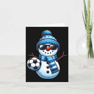 Rolig fotboll snömannen Vintersportälskare jul Kort