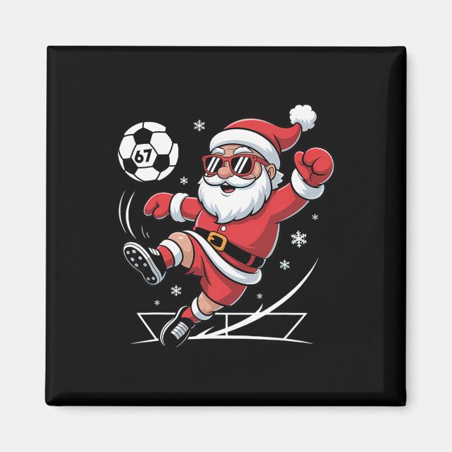 Rolig fotbolls tomte 67 meme jul Xmas pyjamas  Magnet (Framsidan)