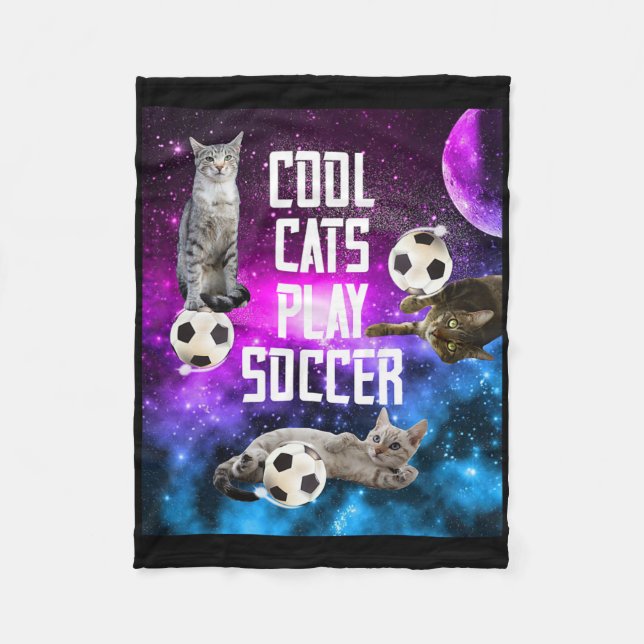 Rolig fotbollsdesign som säger katter  fleecefilt (Framsidan)