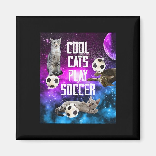 Rolig fotbollsdesign som säger katter  magnet (Framsidan)