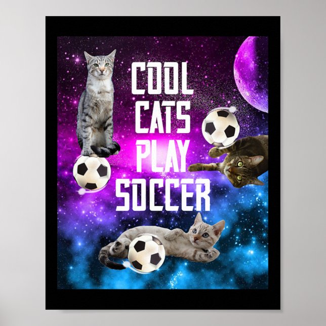 Rolig fotbollsdesign som säger katter poster (Framsidan)
