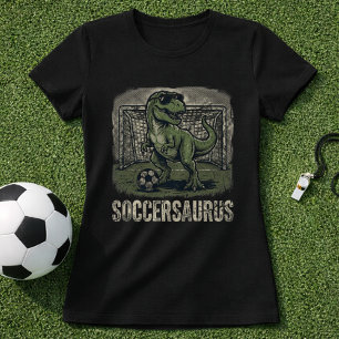 Rolig fotbollsdino-målvakt t shirt
