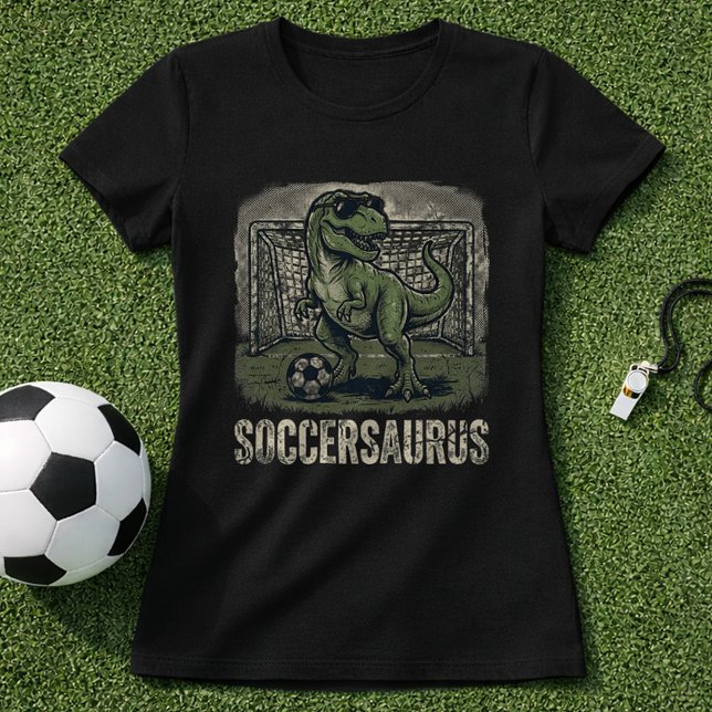 Rolig fotbollsdino-målvakt t shirt (Skapare uppladdad)