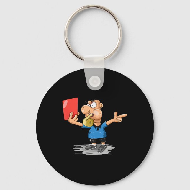 Rolig fotbollsdomare rött kort t-shirt present  nyckelring (Framsida)