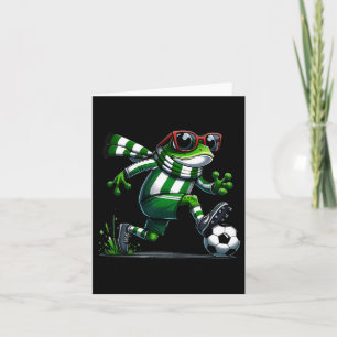 Rolig fotbollsgroda Djur Grafisk groda spelar fotb Kort