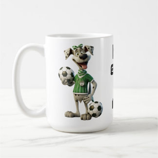 Rolig fotbollshund med anpassat namn och text kaffemugg