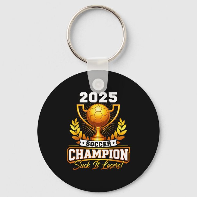 Rolig fotbollsmästare 2025 trofé  nyckelring (Framsida)