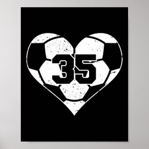 Rolig fotbollströja nummer 35 med hjärta för spel poster