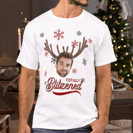 Rolig Foto Ansikte Blitzened Jul Anpassad Present T Shirt
