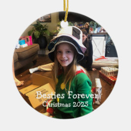Rolig Foto BÄSTA VÄNNAR 2024 Jul Personlig Julgransprydnad Keramik