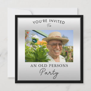 Rolig Foto "Gamla Personer" Silver 65-årsdag Inbjudningar