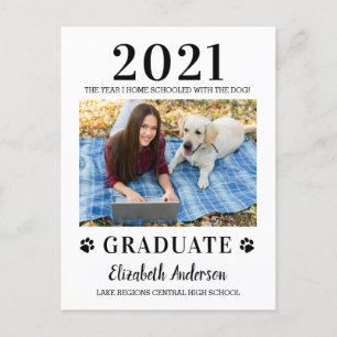 Rolig Foto Hemskola Hund Klass 2021 Examen Meddelande Vykort